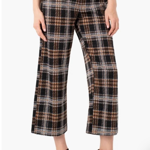 Liverpool Los Angeles Mabel Plaid Wide Leg Crop Pants, Size 2 - Picture 2 of 11